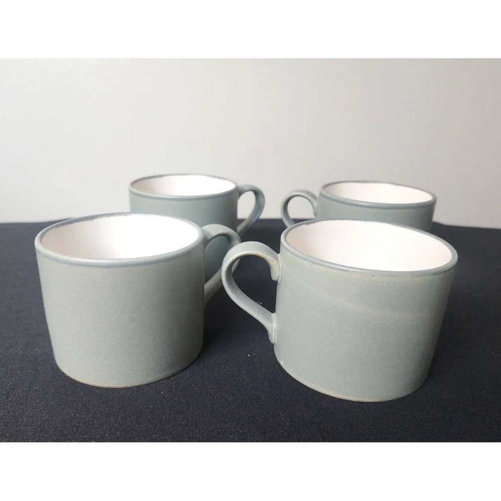 Pottery Barn Bongo Green Flat Cups (4) ‎ DISCONTINUED